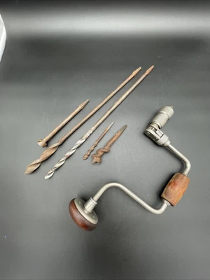 $30 • Buy Millers Falls No 1710 10 Inch Sweep Brace Good Shape Working With 5 Bits