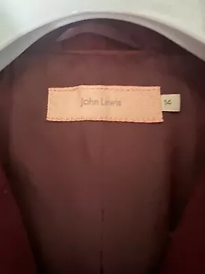 John Lewis Cocoon Burgundy Wine Zip Wool Coat Size 14 • £41.99