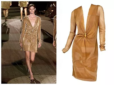 Tom Ford For Gucci Vintage Gold Dress With Lion Brooch A / W 2000 • $3500