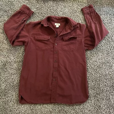 L.L. Bean LARGE Tall Maroon Chamois Button Up Long Sleeve Shirt • $12.99