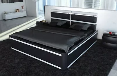 Dual Waterbed Modern Complete Set Heatable Faux Leather Designbett Venedig LED • £2475.88