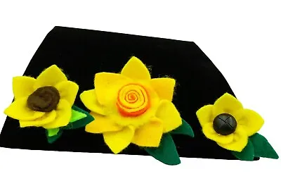 Modern Arcrylic Handmade BROOCH Felt Daffodils X 3 Floral Boxed BN Broach Pin  • £7