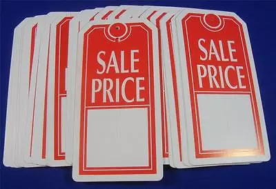 Qty. 100 Red / White Sale Price Tags With Slit Merchandise Price Tags • $10.99