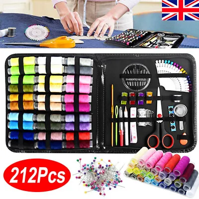 212pc Large Portable Sewing Kit Home Travel Case Needles Thread Scissors Set Box • £8.89