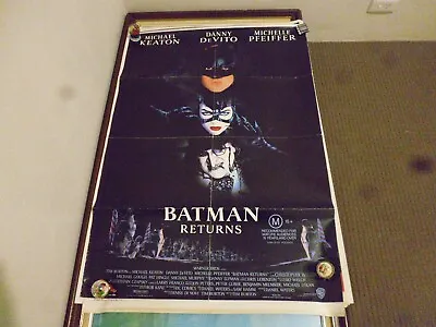 BATMAN RETURNS 1992 - Original 1 SHEET FILM POSTER -  MICHAEL KEATON - GOOD COND • $105