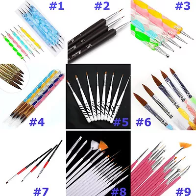 NEW UV GEL & Acrylic Nail Art Tips Design Dotting Painting Pen Polish Brush Set • $7.99