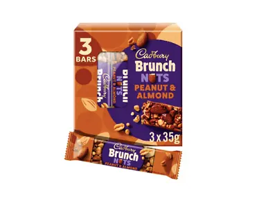 Cadbury Brunch Nuts Peanuts & Almonds 5 Or 10 X 3 Bar Packs Best Before 29/01/24 • £9.99
