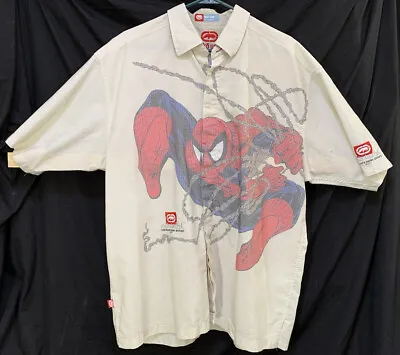 Rare Vintage Marvel Ecko Unltd Spider-Man Button Up Shirt Size XL Blk Rhino Ex • $177.79