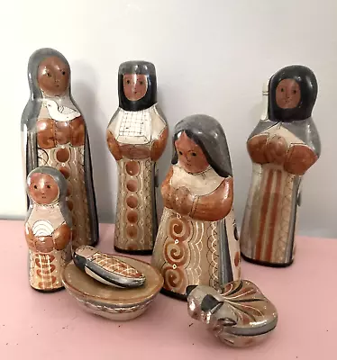 Vintage Mexican Tonala Nativity Pieces Pottery Folk Art 7 Piece  NOT A Full SET • $32