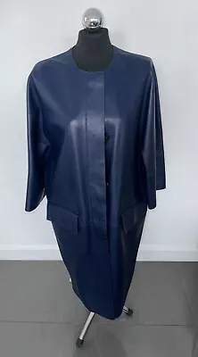 Marni Blue Leather Coat With Cover Hardly Worn Size 44  • $528.93