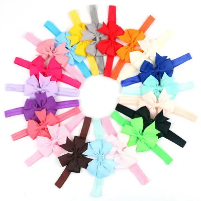 $8.99 • Buy 20Pcs Colors Newborn Baby Girl Headband Infant Toddler Bow Hair Band Accessories
