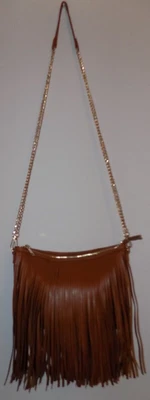 £9 • Buy Tan Faux Leather Fringe Bag Oasis Unused