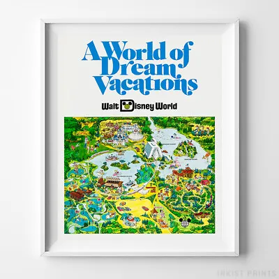 Disneyland Disney World A World Of Dream Vacations Nursery Wall Art UNFRAMED • $7.95