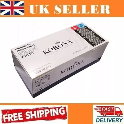 £14.50 • Buy 1000 (4*250)  Korona Slim White  ! Empty Cigarette Filter Tubes New !!  