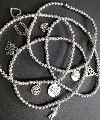 Anklet/Bracelet/Set/ Metal Plated/Beads/ Charm/Stretch/Birthday/Various Sizes • £3.40