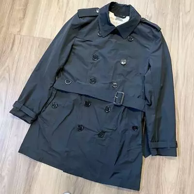 Burberry Brit Trench Coat Polyester Logo Button Nova Check Black SizeM(US:S) • $277