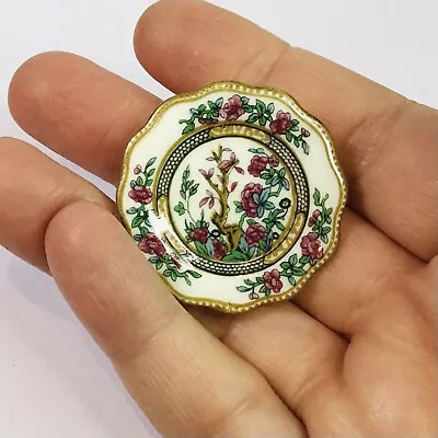 £9.99 • Buy Vintage Porcelain COALPORT Indian Tree Design Miniature Plate Brooch / Pin