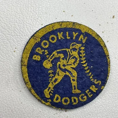 Vtg C 1950s BROOKLYN DODGERS PITCHER Off-Center Yellow & Blue Felt Patch P005 • $11.50