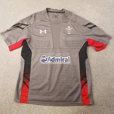Under Armour Wales Rugby Shirt Medium Grey 2013/15 Away Short Sleeve Admiral • £19.99