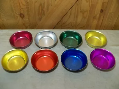 8 Vintage Mid Century Multi Color Sunburst Aluminum Bowls • $9.99