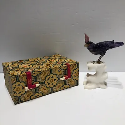 $22.92 • Buy Chinese Amethyst Hardstone Bird Figurine Hand Carved Vintage Imported 1970s Nice