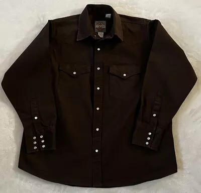 Vintage Cowboy Work Wear Denim Western Shirt - XL. Brown • $19.50