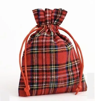 Drawstring Tartan Favour Bags Weddings  Gift Bag Pouch • £2.57