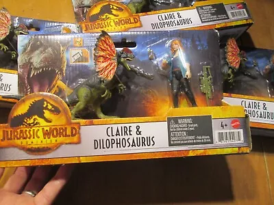 Jurassic World Dominion Claire And & Dilophosaurus Dinosaur Figure Pack Mattel • $15.91