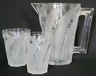 Lalique Hesperides Pitcher & 2 Tumblers Set C. 1931 Signed R. Lalique • $1049