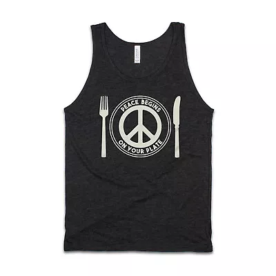 Peace Sign Vegan Tank Top Climate Change AF Slogan Printed Vest Cami Mens Womens • £16.99