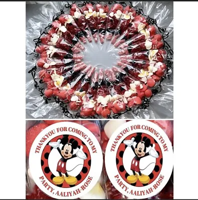 Large Pre-Filled Mickey Mouse  Theme Personalised Party Sweet Cones Sticker • £1.90