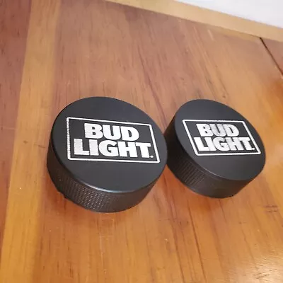 2 Regulation Size BUDWEISER BUD LIGHT Foam Hockey Puck Indoor Brewerania! Pucks • $12.50