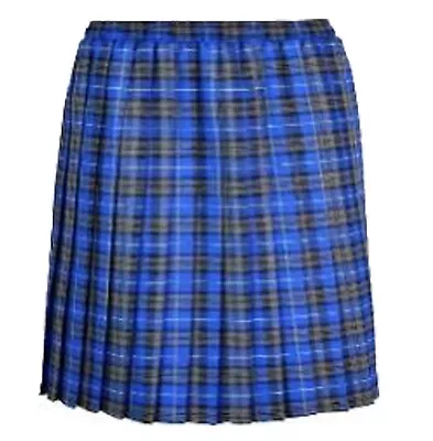 Girls School Check Tartan Box Pleated All Round Elasticated Knee Length Skirt • £13.99