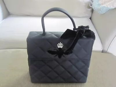 My Flat In London 'Queen Bee' Quilted Purse Handbag Black Pink Lining • $34.99