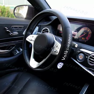 Black 15  Diameter Car Auto Steering Wheel Cover Genuine Leather For VOLKSWAGEN • $28.88