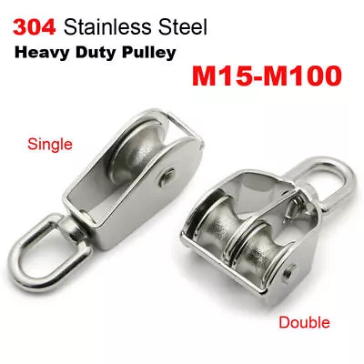 M15 - M100 Marine Stainless Steel Pulley Rope Pully Lifting Wheel Swivel Block • $5.35