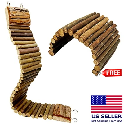 £11.59 • Buy  Natural Wooden Ladder Small Animals Hamster Cage Bridge Pet Cage Climbing Toy