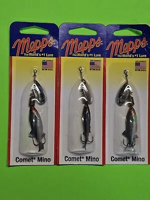 3 Lures Mepps Comet Mino Minnow Size 1 Bass Pickerel Trout Spinners 1/6oz  • $20.95