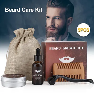 $17.95 • Buy Mens Beard Growth Kit Grooms Mustache Boosts Hair Growth Beard Oil Derma Roller