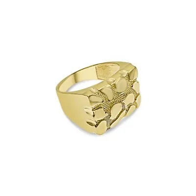 Nugget Ring Rectangular 10k Gold Mens Band Size 10 • $529