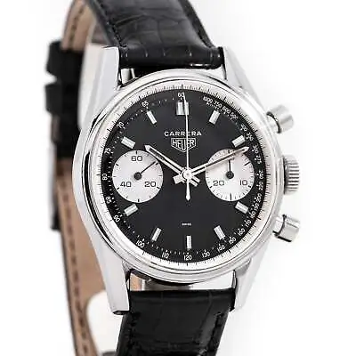 HEUER 1960's Vintage Carrera 7753NS Two-Register Chronograph In Stainless Steel • $9950