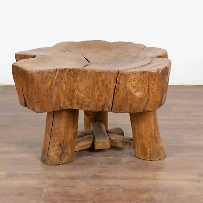 Rustic Slab Wood Round Coffee Table China Circa 1890 • $3475