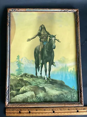 Vtg Morris & Bendien Appeal To Spirits Native American & Horse Wood Framed Print • $24