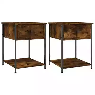 2x Bedside Tables Set Wooden Drawers Storage Side Cabinets Nightstand Smoked Oak • $94.25