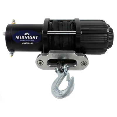 Viper Midnight 4500 Lb ATV UTV Winch Kit With 50 Feet BLACK Synthetic Rope • $199.99