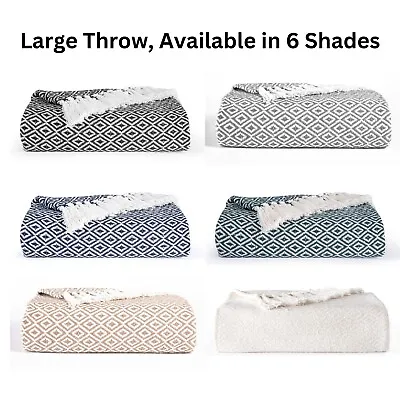 Large Cotton Throws For Sofas Armchair Bed Couch Settee Blanket150 X 200 Cm • £14.99