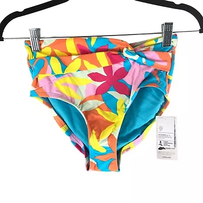 Lands End Chlorine Resist Twist Front Retro High Waisted Bikini Bottoms Blue 4 • $19.99