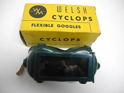 Vintage Welsh Mfg Co CYCLOPS 5070 Green Flexible Welding Goggles With Box • $9.95