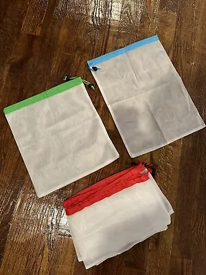 Set Of 10 Nylon Mesh Drawstring Storage Bags. • $15
