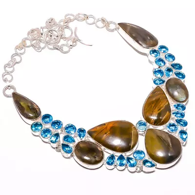 Marra Mamba Jasper Blue Topaz 925 Silver Plated Necklace 17.99  TN7524-596 • $23.10